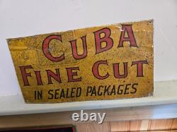 Antique Vintage Cuba Fine Cut Advertising Sign (Possibly cut down store display)
