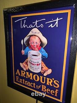 Armour's Extract of Beef Grocery Store Lighted Man Cave Advertising Sign