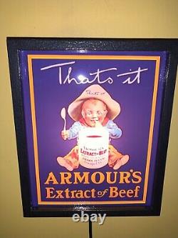 Armour's Extract of Beef Grocery Store Lighted Man Cave Advertising Sign