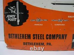BETHLEHEM STEEL Co Pa Wire Nails Original Old Hardware Store Display Ad Sign USA