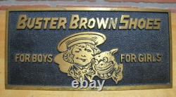 BUSTER BROWN SHOES FOR BOYS GIRLS c1930s Store Display Sign BOSTONIAN BRONZES