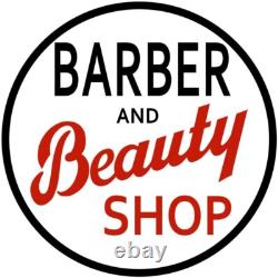 Barber & Beauty Shop Store Display Sign NEW Sign 28 Dia. Square USA STEEL