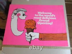 Baskin Robbins ice cream 1973 GRAND OPENING store display sign PINK kid left