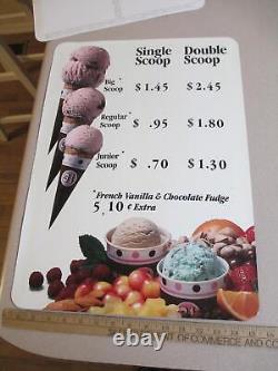 Baskin Robbins ice cream 1980s SCOOP CONE SIZE store display menu sign #2 withtext