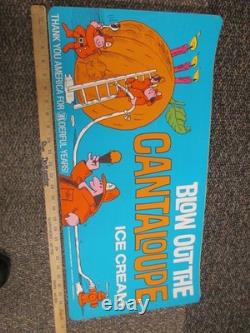 Baskin Robbins ice cream CANTALOUPE 1976 store display sign fireman hose ladder