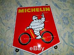 Bibendum Michelin, plaque émaillée originale, Enamel sign MICHELIN VELO 1966