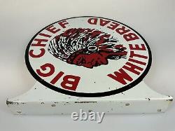 Big Chief White Bread Indian Tin Flange Wall Sign General Store Advertising