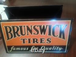 Brunswick Tires Advertising Sign Orange Black Famous for Quality Store Display