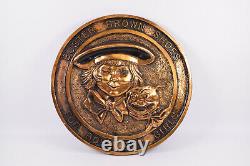 Buster Brown 17 1/2 Round Store Display Gold/Copper Toned Wall Plaque