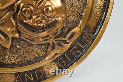 Buster Brown 17 1/2 Round Store Display Gold/Copper Toned Wall Plaque