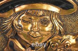 Buster Brown 17 1/2 Round Store Display Gold/Copper Toned Wall Plaque