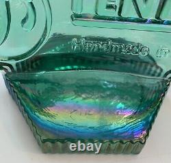 CARNIVAL GLASS FENTON Aqua Green Dealer Store Display Logo Sign With Rainbow