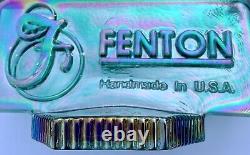 CARNIVAL GLASS FENTON Aqua Green Dealer Store Display Logo Sign With Rainbow