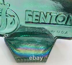 CARNIVAL GLASS FENTON Aqua Green Dealer Store Display Logo Sign With Rainbow