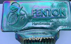 CARNIVAL GLASS FENTON Aqua Green Dealer Store Display Logo Sign With Rainbow