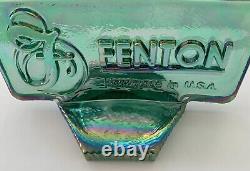 CARNIVAL GLASS FENTON Aqua Green Dealer Store Display Logo Sign With Rainbow