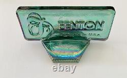 CARNIVAL GLASS FENTON Aqua Green Dealer Store Display Logo Sign With Rainbow