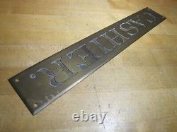 CASHIER Original Old Brass Impressed Lettering Bevel Edge Store Display Ad Sign