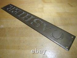 CASHIER Original Old Brass Impressed Lettering Bevel Edge Store Display Ad Sign