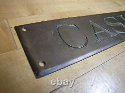 CASHIER Original Old Brass Impressed Lettering Bevel Edge Store Display Ad Sign