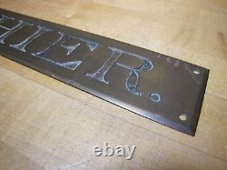 CASHIER Original Old Brass Impressed Lettering Bevel Edge Store Display Ad Sign