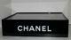 CHANEL black lucite store display sign stand tray box