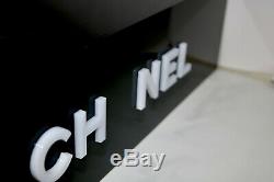 CHANEL black lucite store display sign stand tray box