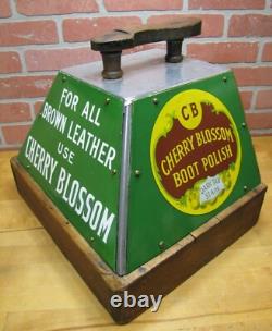 CHERRY BLOSSOM BOOT POLISH Old Advertising Shoe Shine Stand Store Display Sign