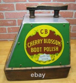 CHERRY BLOSSOM BOOT POLISH Old Advertising Shoe Shine Stand Store Display Sign