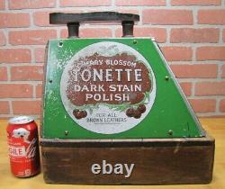 CHERRY BLOSSOM BOOT POLISH Old Advertising Shoe Shine Stand Store Display Sign