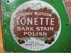 CHERRY BLOSSOM BOOT POLISH Old Advertising Shoe Shine Stand Store Display Sign
