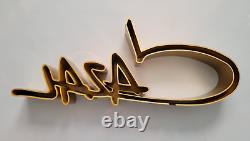 Cazal Large 3d Logo Display Plaque In Gold Plexiglass