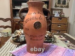 Chateau De Loire store display vtg french wine pottery jar floor vase sign art