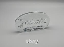 Clear Fostoria Glass Store Advertising Display Counter Sign