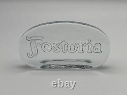 Clear Fostoria Glass Store Advertising Display Counter Sign