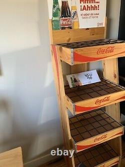 Coca Cola Coke 4 Tier Wooden Advertising Store Display Stand Rack Pick Up Only