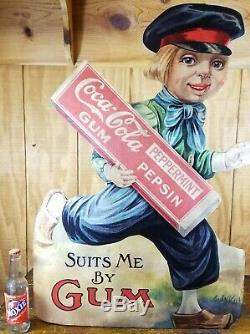 Coca Cola Peppermint Pepsin Chewing Gum Dutch Boy Extra Large Store Display Sign
