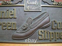 DANIEL GREEN COMFY SLIPPERS Old Store Display Advertising Sign HIGHTON BRONZE NY
