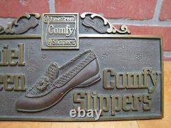 DANIEL GREEN COMFY SLIPPERS Old Store Display Advertising Sign HIGHTON BRONZE NY