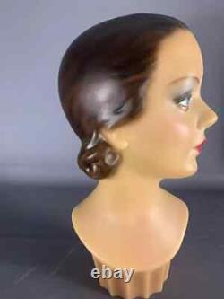 DECO EYES Mannequin Head Bust Vintage 20s 1940's Style Store Hat Display Wow