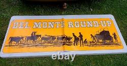 DEL MONTE ROUND UP Chuck Wagon Cowboy Western Store Display Poster Sign c1971