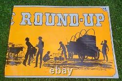 DEL MONTE ROUND UP Chuck Wagon Cowboy Western Store Display Poster Sign c1971