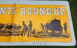 DEL MONTE ROUND UP Chuck Wagon Cowboy Western Store Display Poster Sign c1971