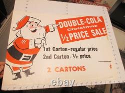 DOUBLE COLA soda 1960s store display sign US paper poster Christmas SANTA CLAUS