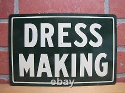 DRESS MAKING Original Old Tin Store Display Advertising Sign Tailor Sewing