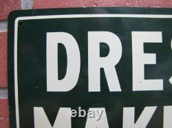 DRESS MAKING Original Old Tin Store Display Advertising Sign Tailor Sewing