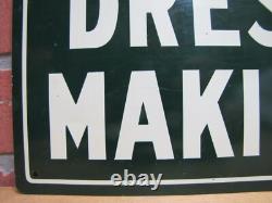DRESS MAKING Original Old Tin Store Display Advertising Sign Tailor Sewing