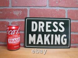 DRESS MAKING Original Old Tin Store Display Advertising Sign Tailor Sewing