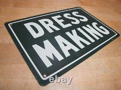 DRESS MAKING Original Old Tin Store Display Advertising Sign Tailor Sewing