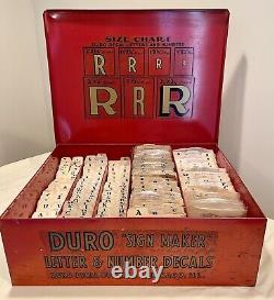 DURO Decal Co Sign Maker Letter & Number Decals Red Metal Vintage Store Display